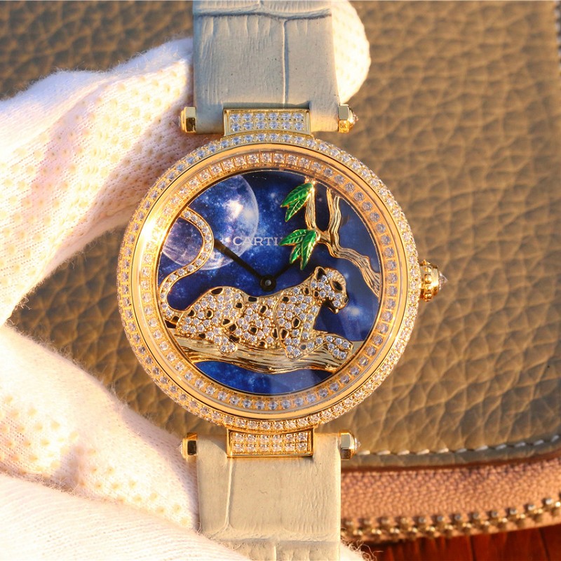 【KG】卡地亚创意宝石精仿手表 高仿复刻卡地亚创意宝石系列18K包金 女士石英腕表