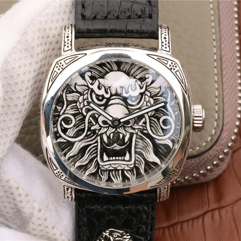 N沛纳海复刻表 N厂精仿纯银沛纳海龙头独特而考究的新款时计 925纯银雕花腕表