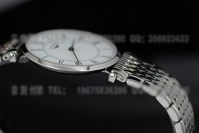 LQ161浪琴嘉岚超薄散珠链白面罗马刻度瑞士石英情侣手表 