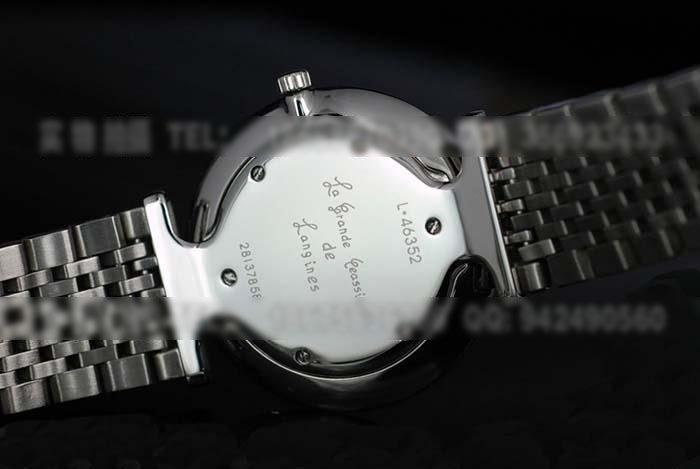 LQ161浪琴嘉岚超薄散珠链白面罗马刻度瑞士石英情侣手表 