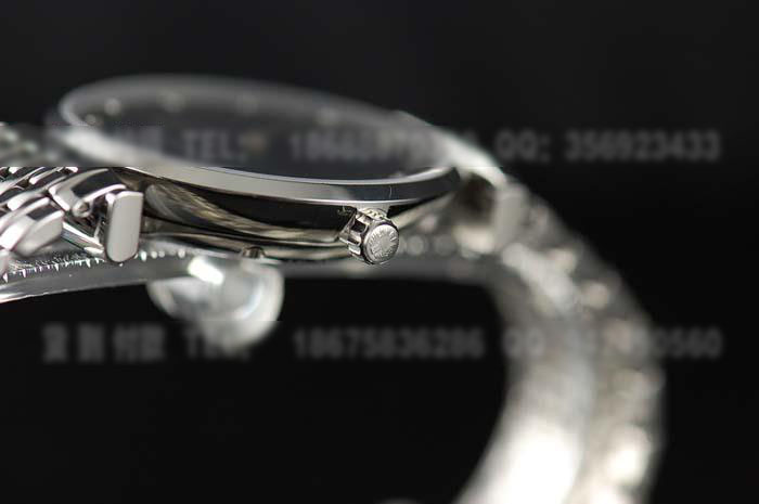 LQ140浪琴嘉岚系列黑面镶钻瑞士超薄机械两针背透男装腕表