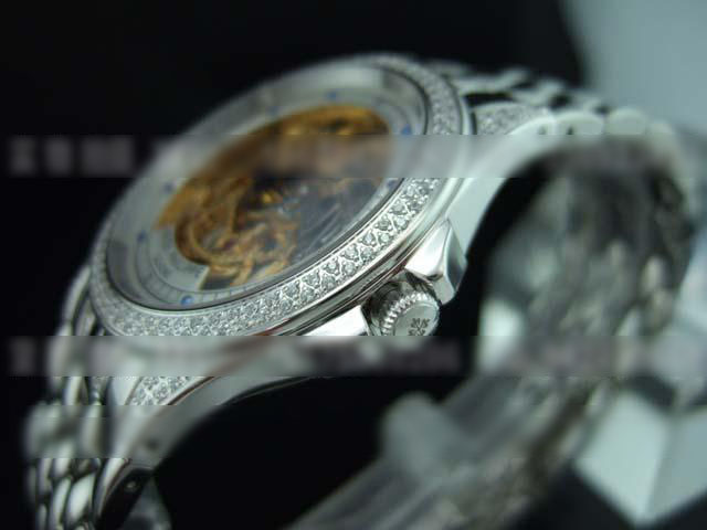 BD15百达翡丽镂空雕花天然水晶镶钻瑞士机械ETA2824背透腕表