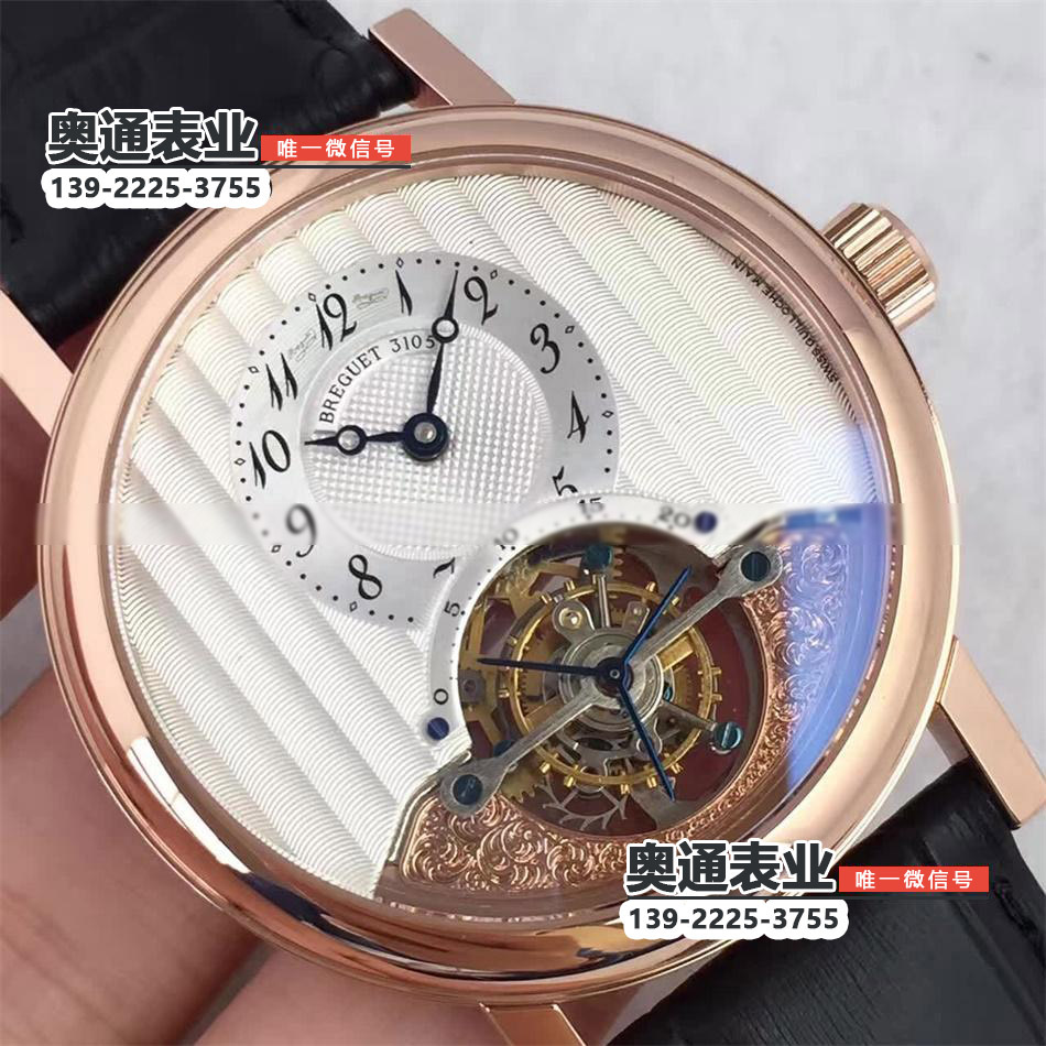 【TF厂】瑞士超A一比一高仿宝玑手表中轴雕花真飞轮手动机械复刻男表