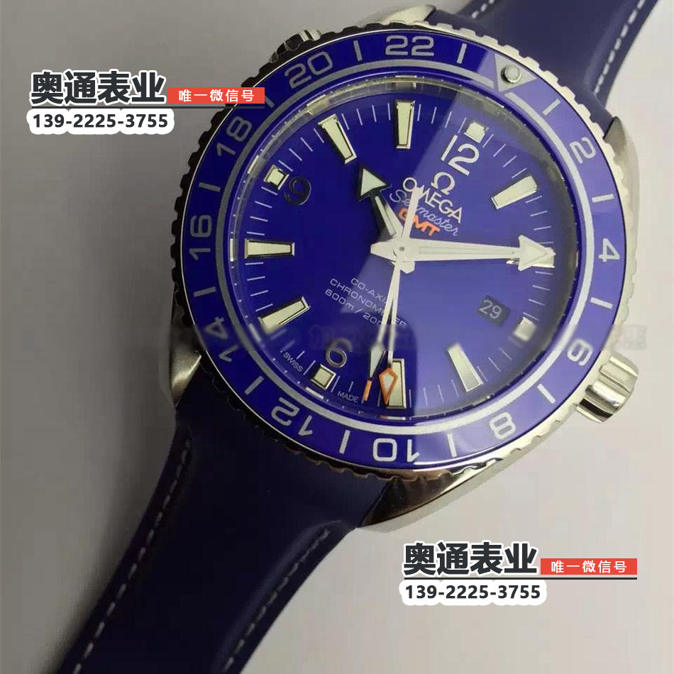 【KW厂】欧米茄海洋宇宙600米腕表系列GMT四针日历机械橡胶带款腕表