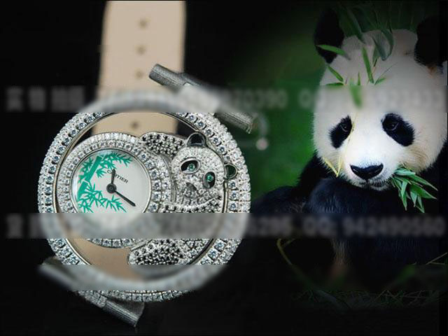 KDY74卡地亚（CARTIER）创意熊猫镶钻瑞士时尚女士手表 
