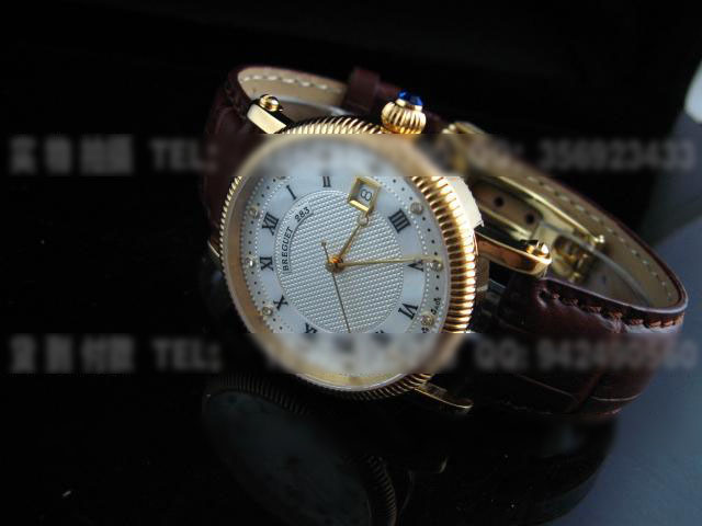 手表品牌BRG25宝玑金色镶钻瑞士ETA2824机械背透男表