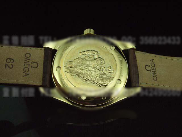 OM157欧米茄海马铁霸鳄鱼皮上海铁路纪念版瑞士ETA2824机械腕表 