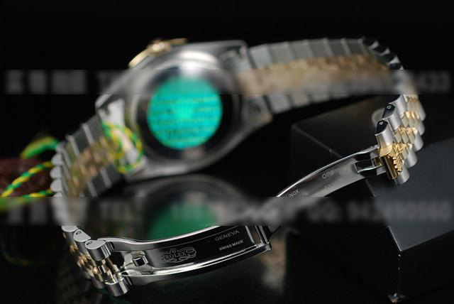 R237劳力士促销台湾版18K金镶钻金面双日历男士手表