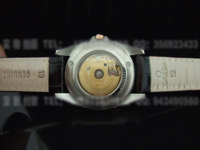 OM115欧米茄碟飞瑞士ETA2824玫瑰金Ω纹纪念背透皮带腕表