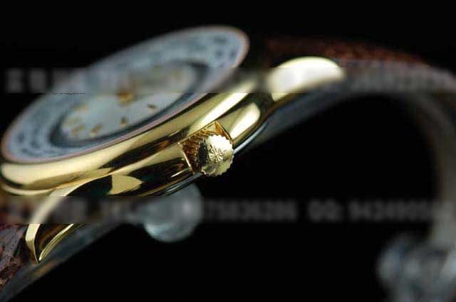 BD232百达翡丽金色世界时瑞士雕花机芯背透男腕表