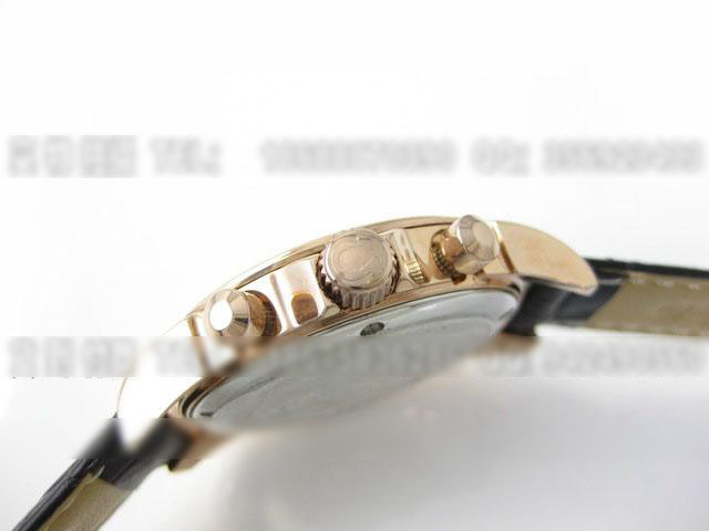 OM523欧米茄玫瑰金石英计时运动皮带腕表