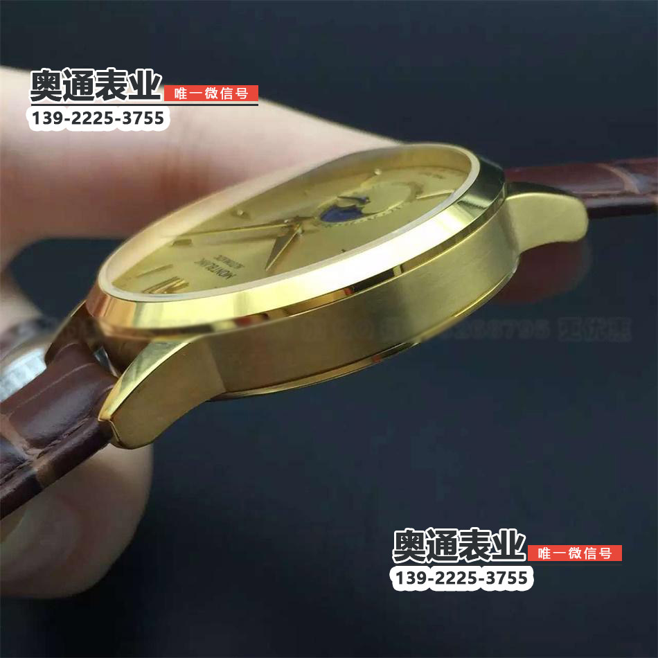 【VF厂】瑞士超A一比一高仿万宝龙传承月相系列黄金版机械皮带背透腕表