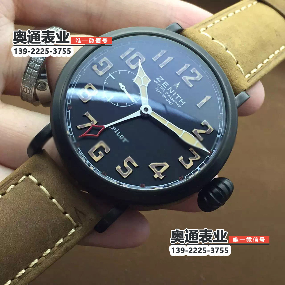 【KW厂】真力时Zenith飞行员系列黑钢小秒机械皮带腕表